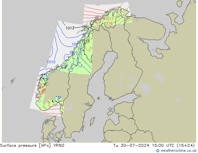 Luchtdruk (Grond) YRNO di 30.07.2024 15 UTC
