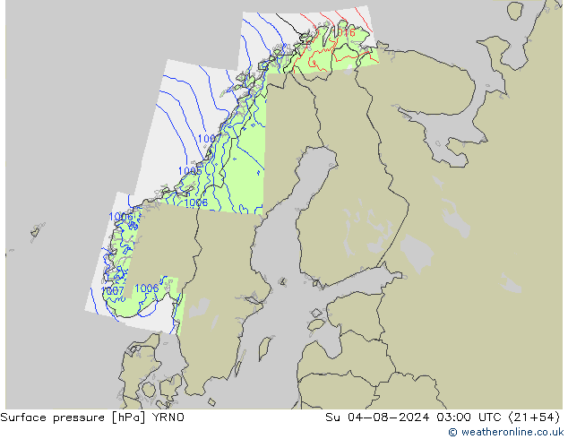 地面气压 YRNO 星期日 04.08.2024 03 UTC