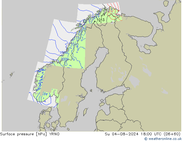地面气压 YRNO 星期日 04.08.2024 18 UTC