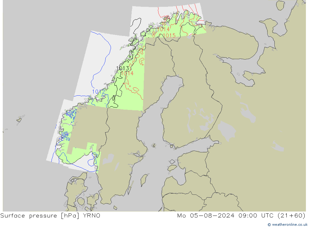 Luchtdruk (Grond) YRNO ma 05.08.2024 09 UTC