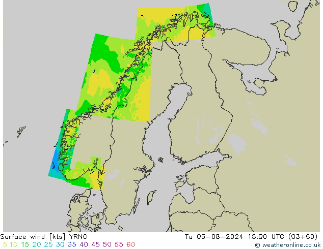 风 10 米 YRNO 星期二 06.08.2024 15 UTC
