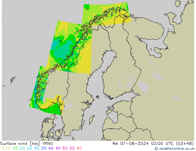 Wind 10 m YRNO wo 07.08.2024 03 UTC