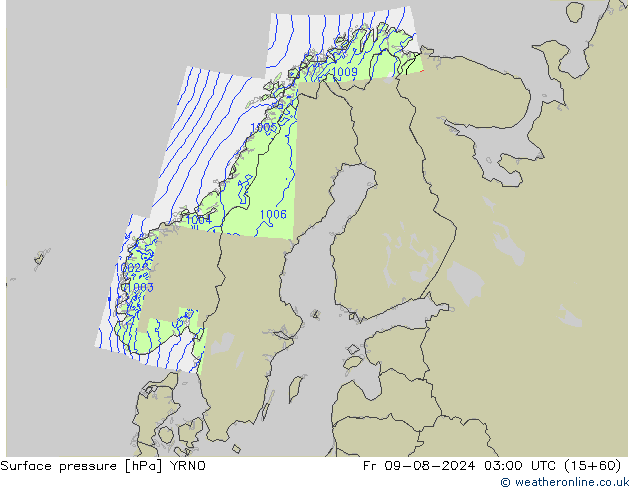 Luchtdruk (Grond) YRNO vr 09.08.2024 03 UTC