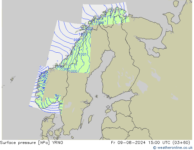 Luchtdruk (Grond) YRNO vr 09.08.2024 15 UTC