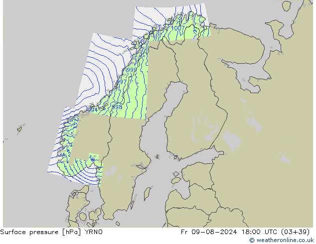 Luchtdruk (Grond) YRNO vr 09.08.2024 18 UTC