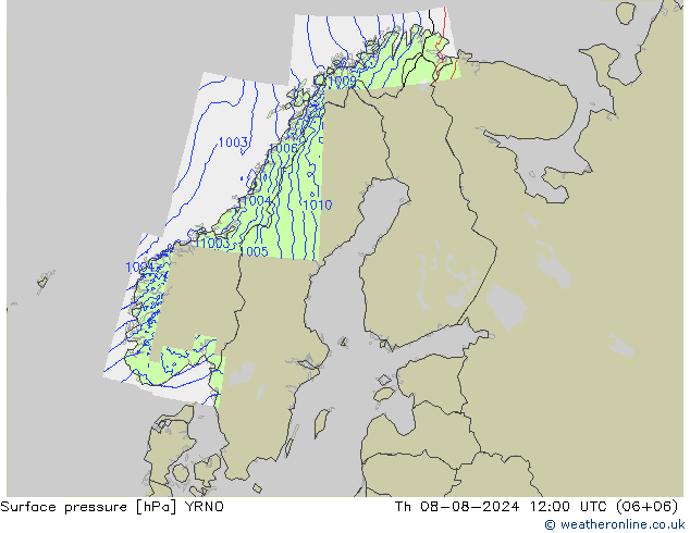 Luchtdruk (Grond) YRNO do 08.08.2024 12 UTC