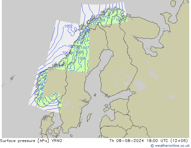 Luchtdruk (Grond) YRNO do 08.08.2024 18 UTC