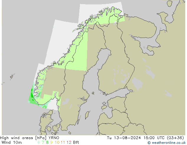 Windvelden YRNO di 13.08.2024 15 UTC