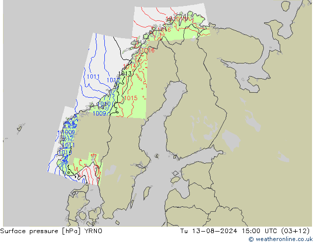 Luchtdruk (Grond) YRNO di 13.08.2024 15 UTC