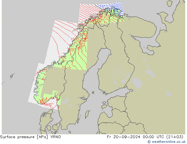 Luchtdruk (Grond) YRNO vr 20.09.2024 00 UTC