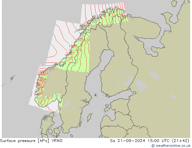 Surface pressure YRNO Sa 21.09.2024 15 UTC