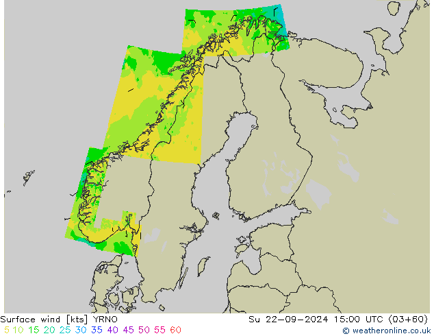 Surface wind YRNO Ne 22.09.2024 15 UTC