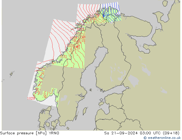 Atmosférický tlak YRNO So 21.09.2024 03 UTC