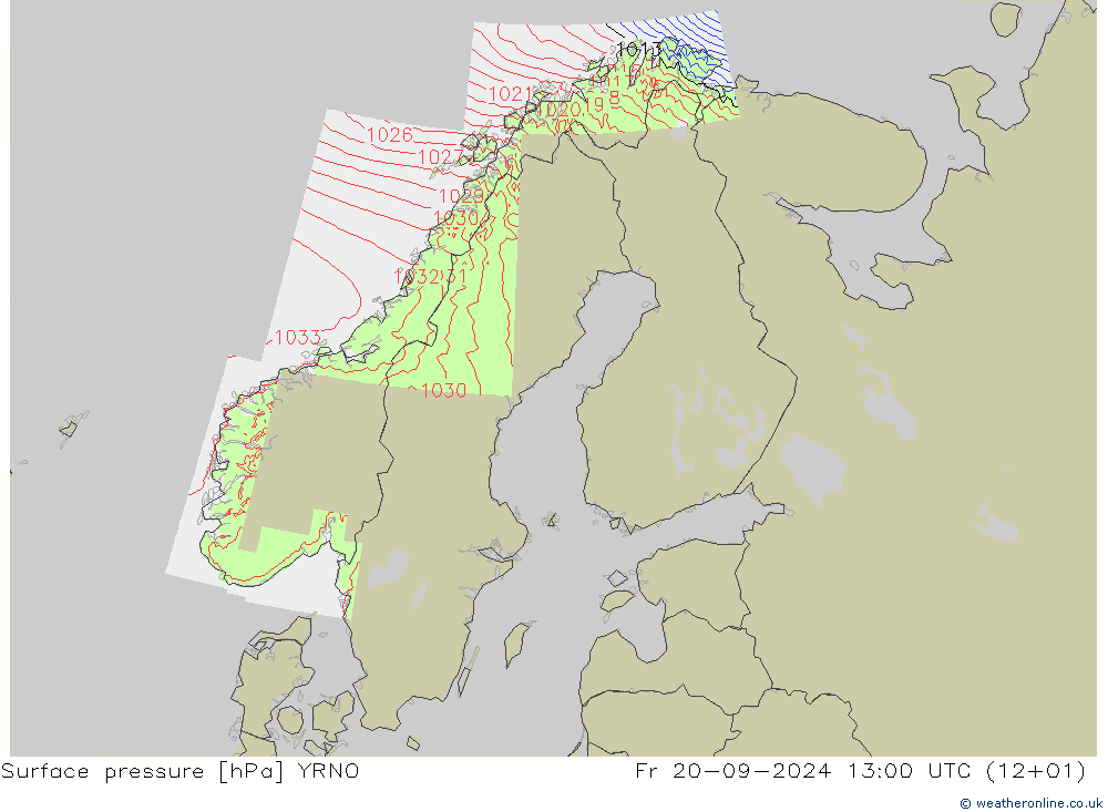 Surface pressure YRNO Fr 20.09.2024 13 UTC