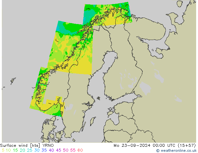 Surface wind YRNO Mo 23.09.2024 00 UTC