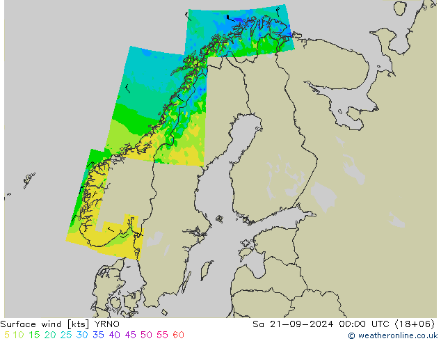 Vento 10 m YRNO sab 21.09.2024 00 UTC