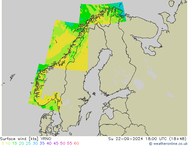 Surface wind YRNO Su 22.09.2024 18 UTC