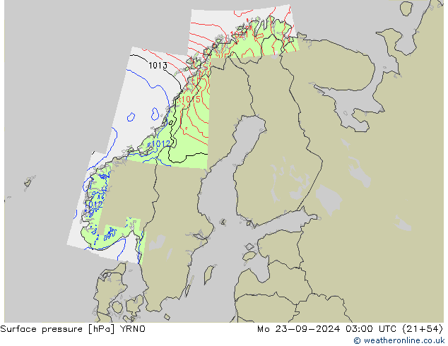 Surface pressure YRNO Mo 23.09.2024 03 UTC