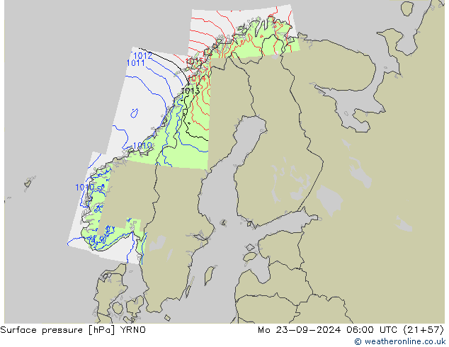 pression de l'air YRNO lun 23.09.2024 06 UTC