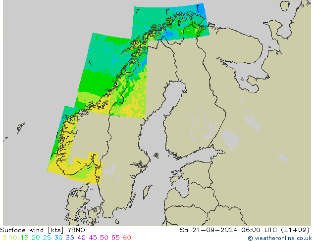 Surface wind YRNO Sa 21.09.2024 06 UTC