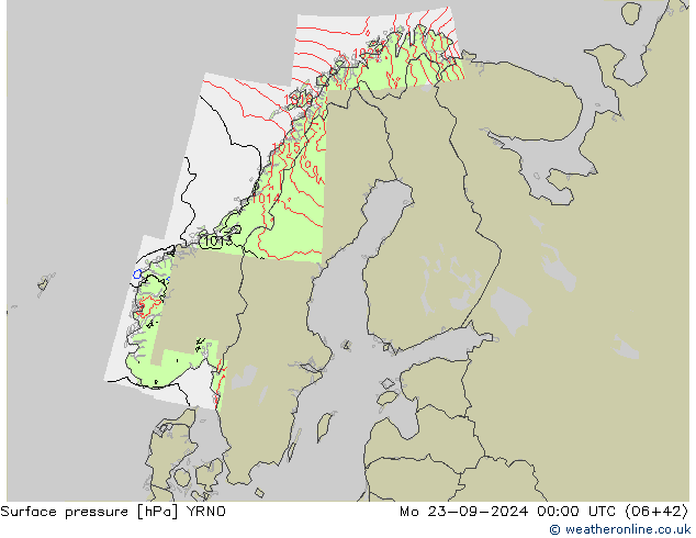 Surface pressure YRNO Mo 23.09.2024 00 UTC