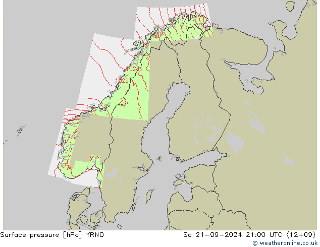 Surface pressure YRNO Sa 21.09.2024 21 UTC