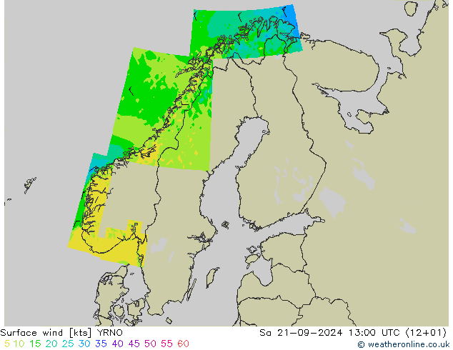 风 10 米 YRNO 星期六 21.09.2024 13 UTC