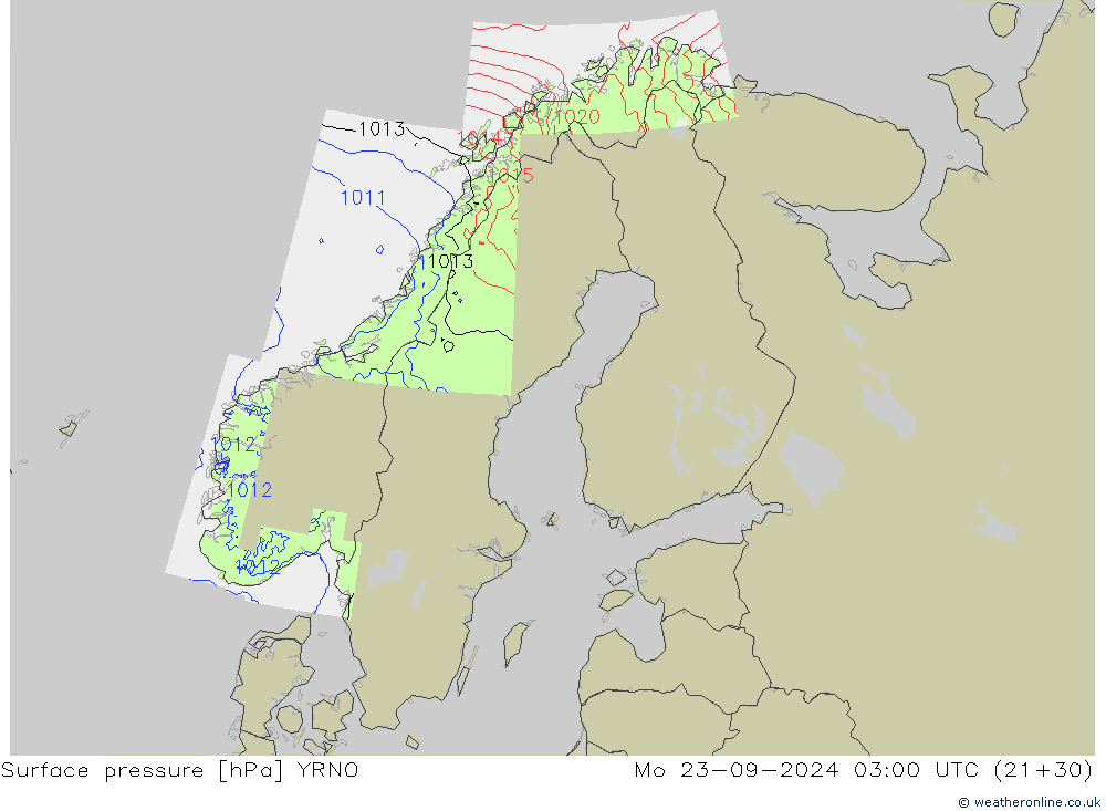 Atmosférický tlak YRNO Po 23.09.2024 03 UTC