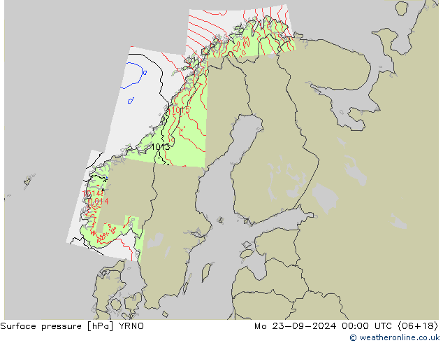 Atmosférický tlak YRNO Po 23.09.2024 00 UTC