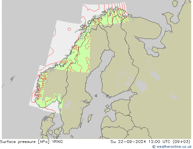 Yer basıncı YRNO Paz 22.09.2024 12 UTC