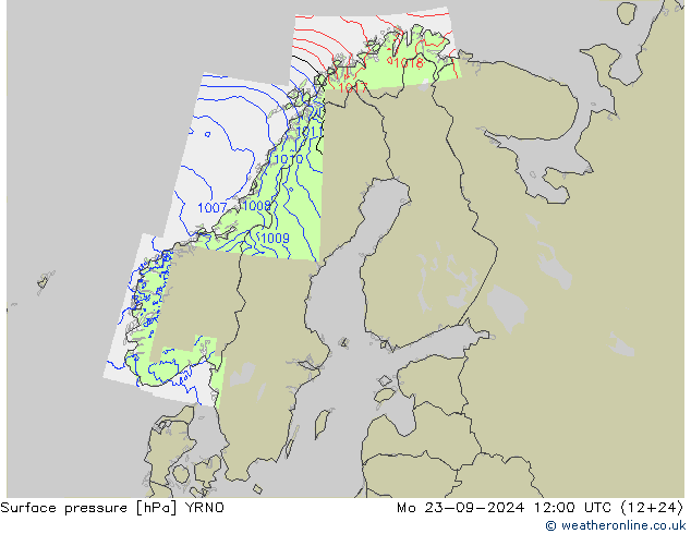 приземное давление YRNO пн 23.09.2024 12 UTC