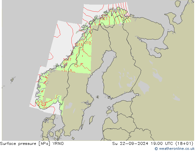 Luchtdruk (Grond) YRNO zo 22.09.2024 19 UTC