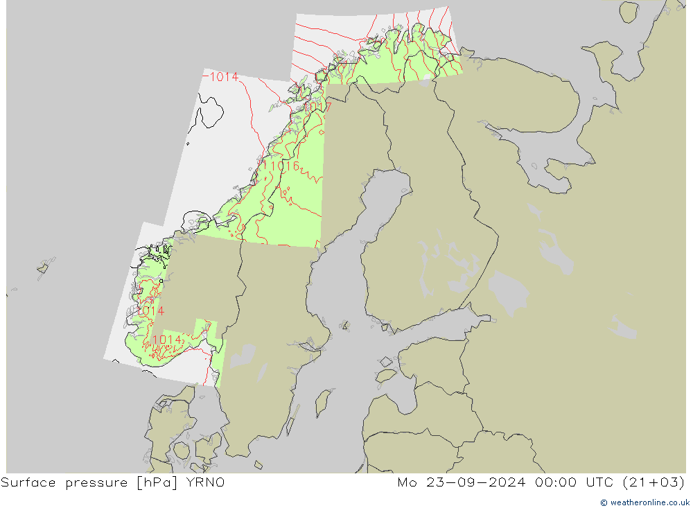 Presión superficial YRNO lun 23.09.2024 00 UTC