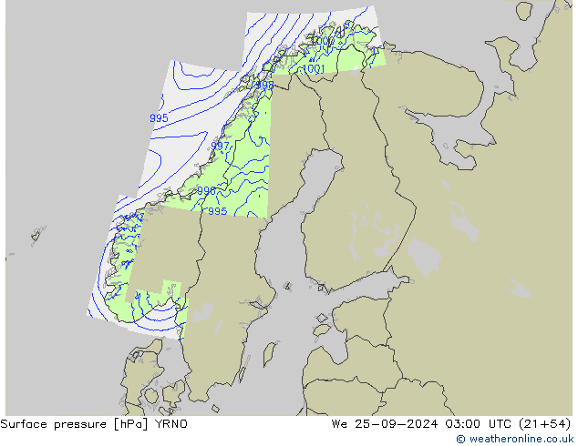 Luchtdruk (Grond) YRNO wo 25.09.2024 03 UTC