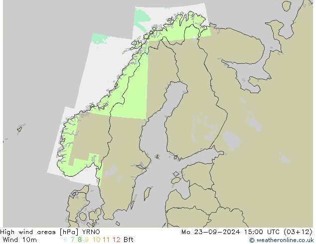 High wind areas YRNO пн 23.09.2024 15 UTC