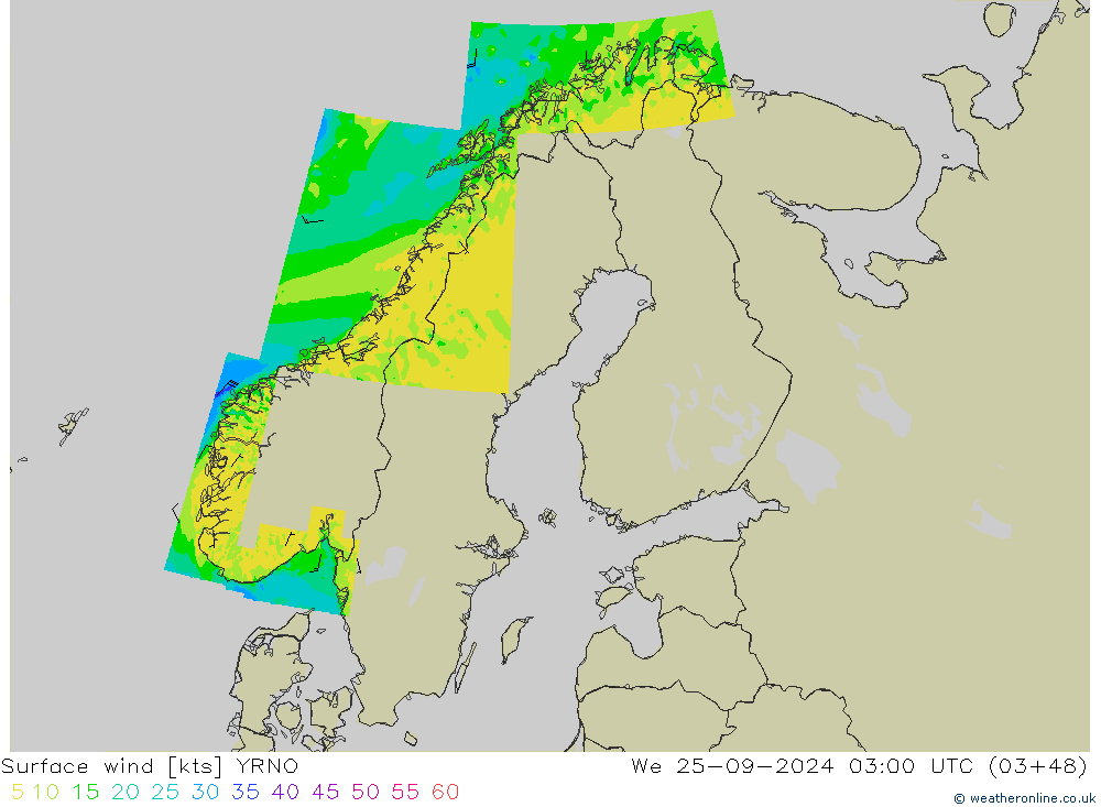 Wind 10 m YRNO wo 25.09.2024 03 UTC