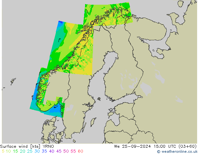 Vento 10 m YRNO mer 25.09.2024 15 UTC