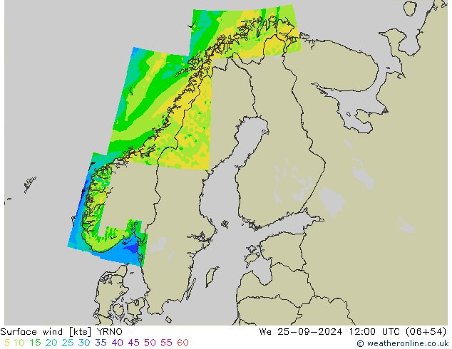 wiatr 10 m YRNO śro. 25.09.2024 12 UTC