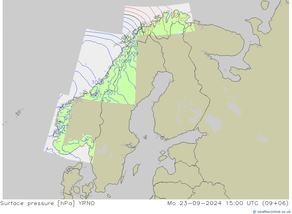 приземное давление YRNO пн 23.09.2024 15 UTC