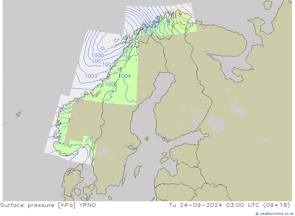 Atmosférický tlak YRNO Út 24.09.2024 03 UTC