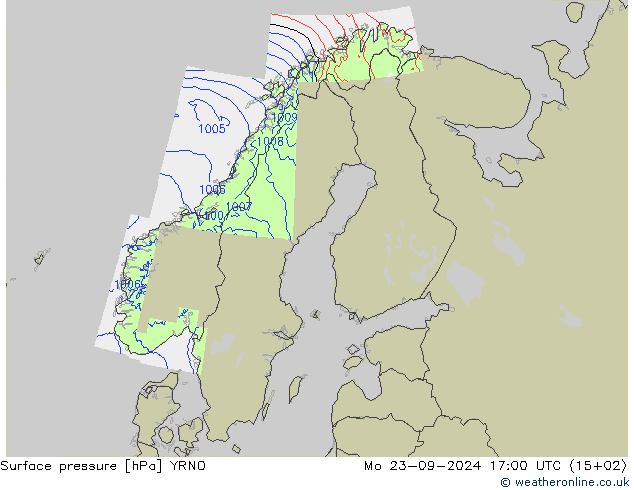 Surface pressure YRNO Mo 23.09.2024 17 UTC