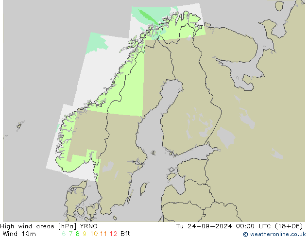 High wind areas YRNO Tu 24.09.2024 00 UTC