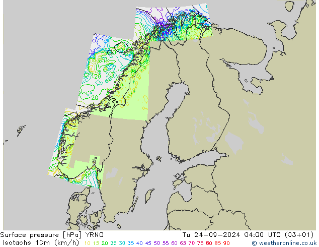 Isotachs (kph) YRNO  24.09.2024 04 UTC