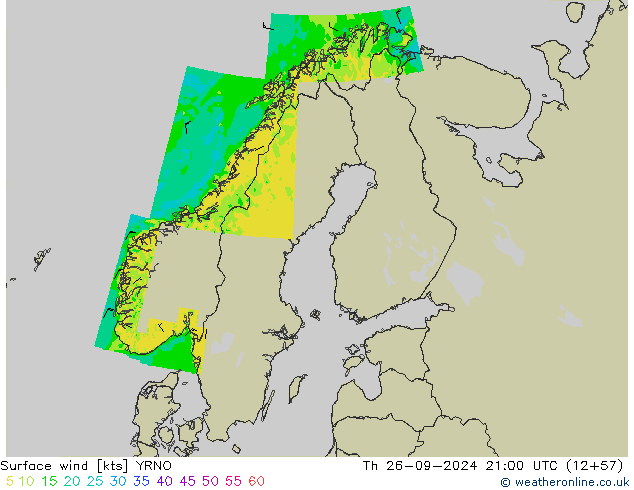 Viento 10 m YRNO jue 26.09.2024 21 UTC