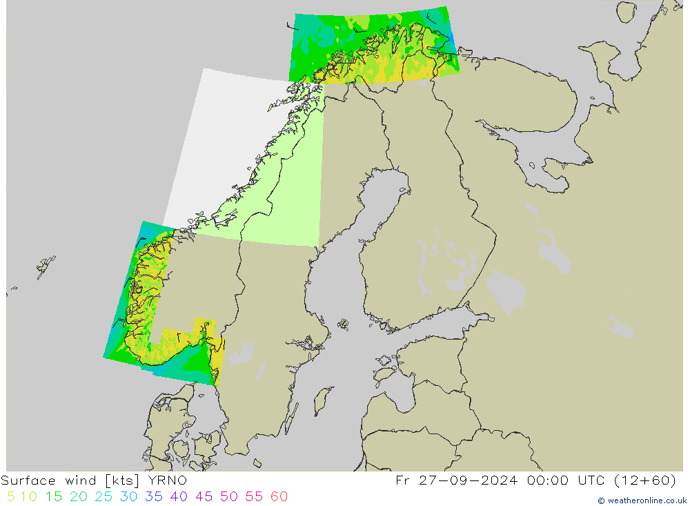 Surface wind YRNO Fr 27.09.2024 00 UTC