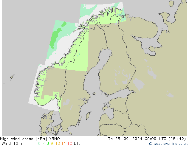 High wind areas YRNO Th 26.09.2024 09 UTC