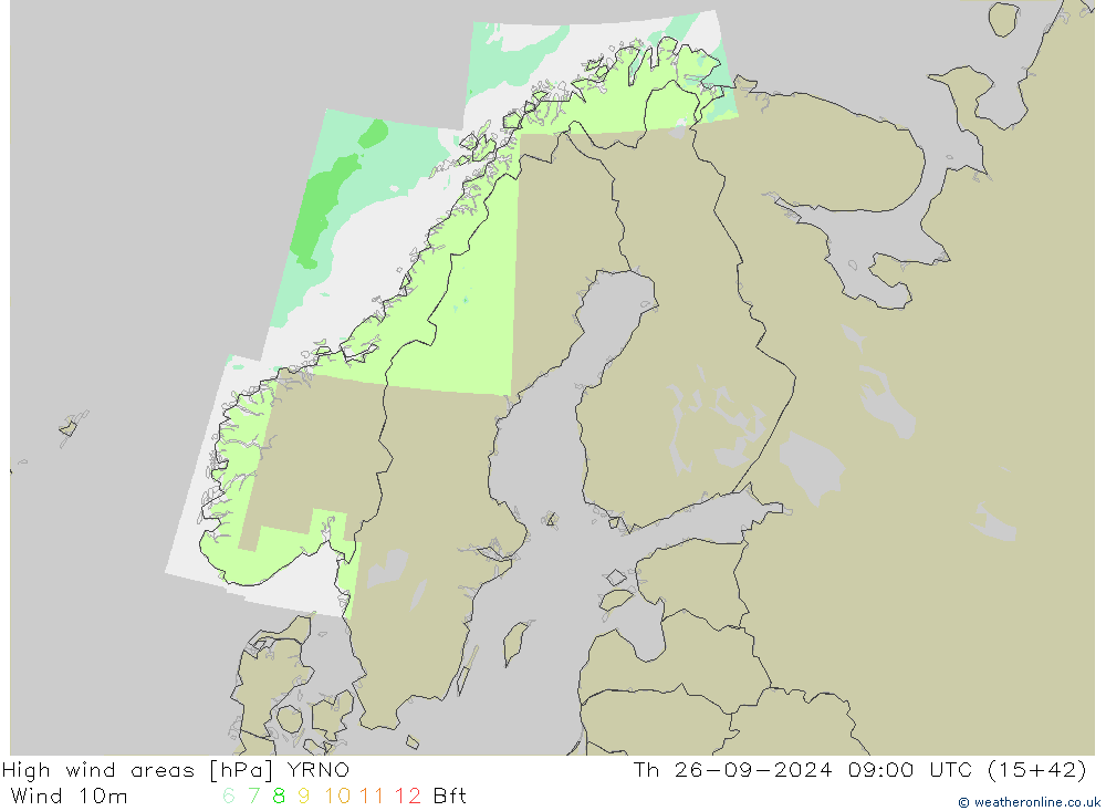 High wind areas YRNO Th 26.09.2024 09 UTC