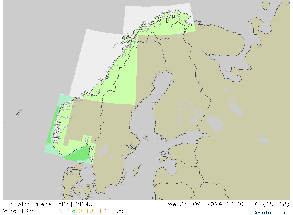 High wind areas YRNO ср 25.09.2024 12 UTC