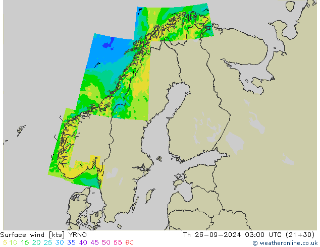 Surface wind YRNO Th 26.09.2024 03 UTC