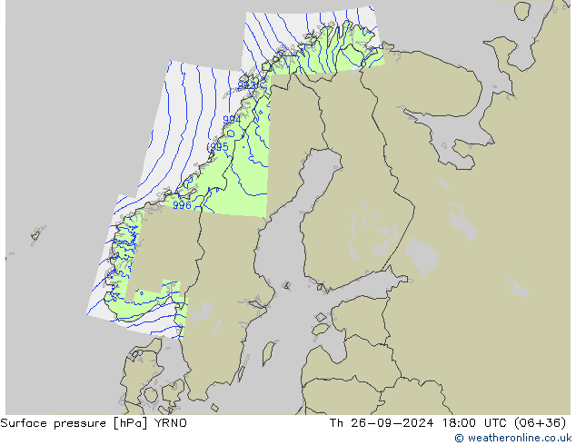 Surface pressure YRNO Th 26.09.2024 18 UTC